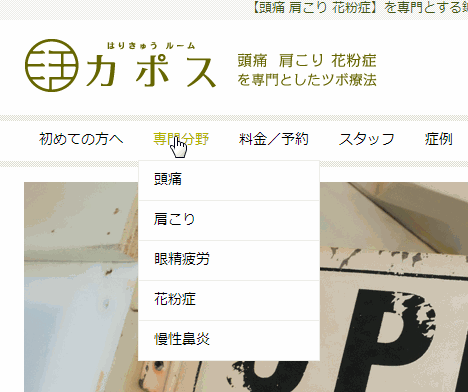 はりきゅうルームカポス　ウェブサイトイメージ