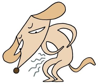 腹痛の犬のイラスト