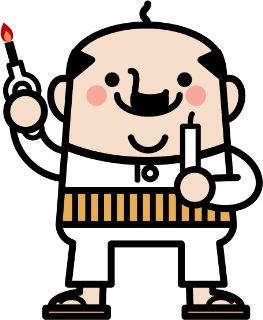 ライターとロウソクを持ったおっさん