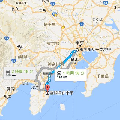 東京から伊東まで約2時間