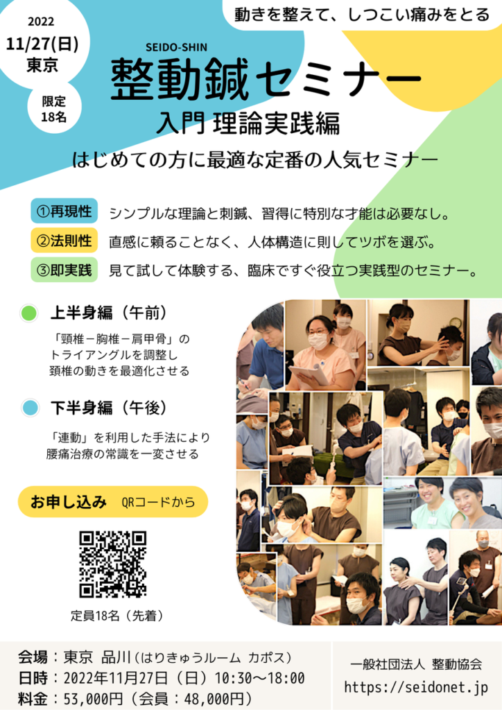 整動鍼入門 「理論実践編」2022年11月27日