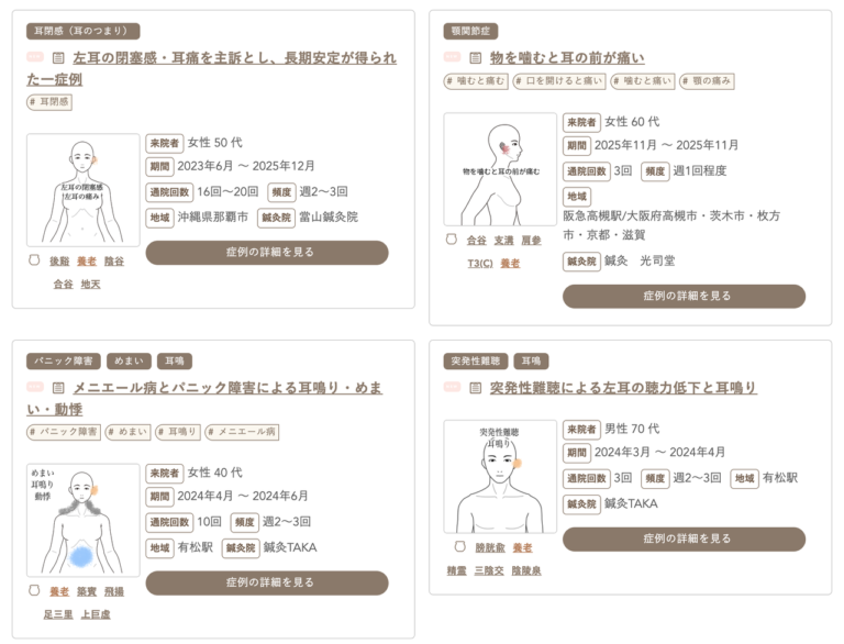 ツボネットの症例一覧